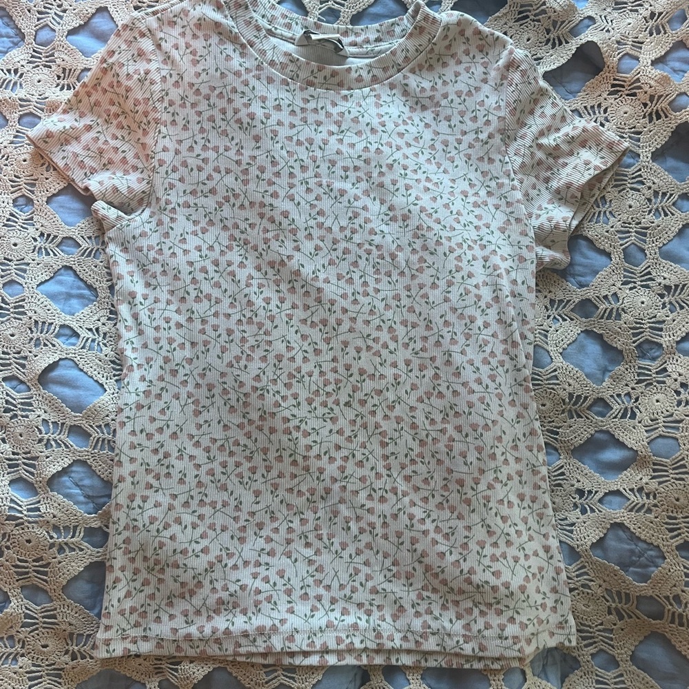 Monki Kids Short Sleeve Tee with Floral Pattern